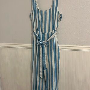 J.O.A. Ladies Blue and White Striped One Piece